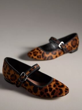 Anthropologie Maeve Mary Jane Flats  Leopard print